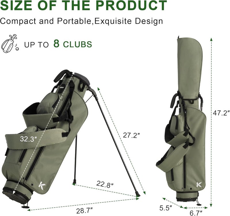 KVV Lightweight Pitch and Putt Golf Bag with Stand, Adjustable Dual Straps, Golf Stand Bag for Extra Storage in a Smaller Size - Image 4